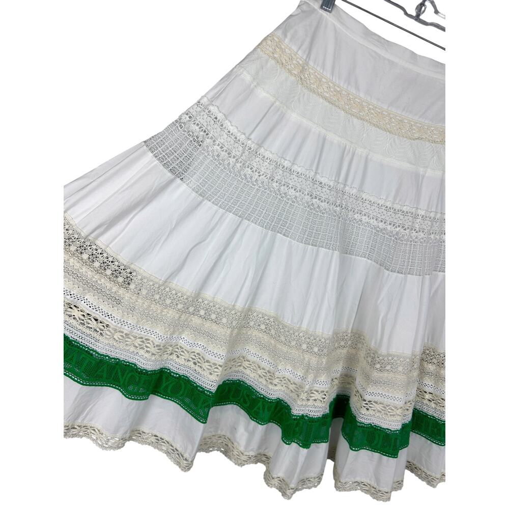 Tory Burch Runway SS19 Bohemian White Cotton Lace Paneled Midi Skirt - Picture 4 of 8